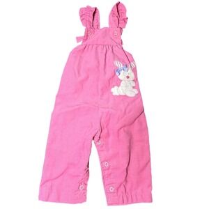 Health-tex Vintage Bunny Overalls Corduroy Ruffle Straps Easter Outfit 12 Months